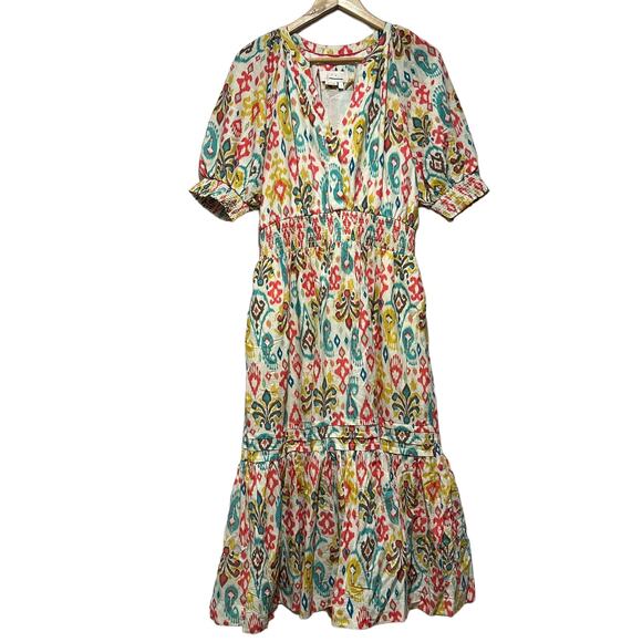 Anthropologie X Puff Sleeve Maxi Dress Multicolor Size M - Picture 3 of 10